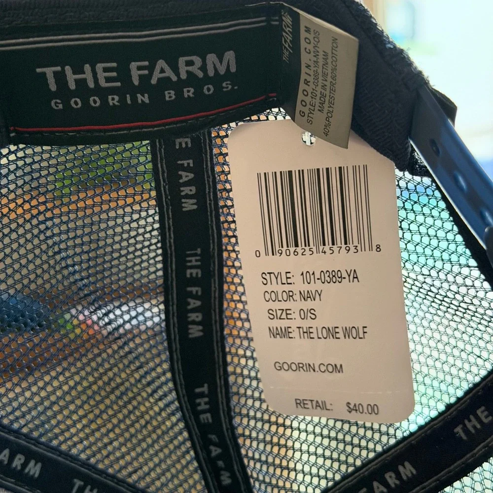 Goorin Bros The Lone Wolf Navy Trucker Hat Snapback The Farm 101-0389-YA NEW